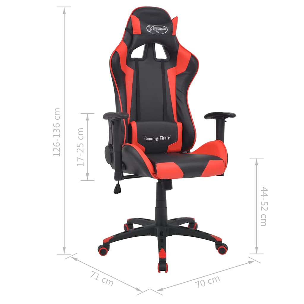Reclining office/gaming chair, artificial leather, red