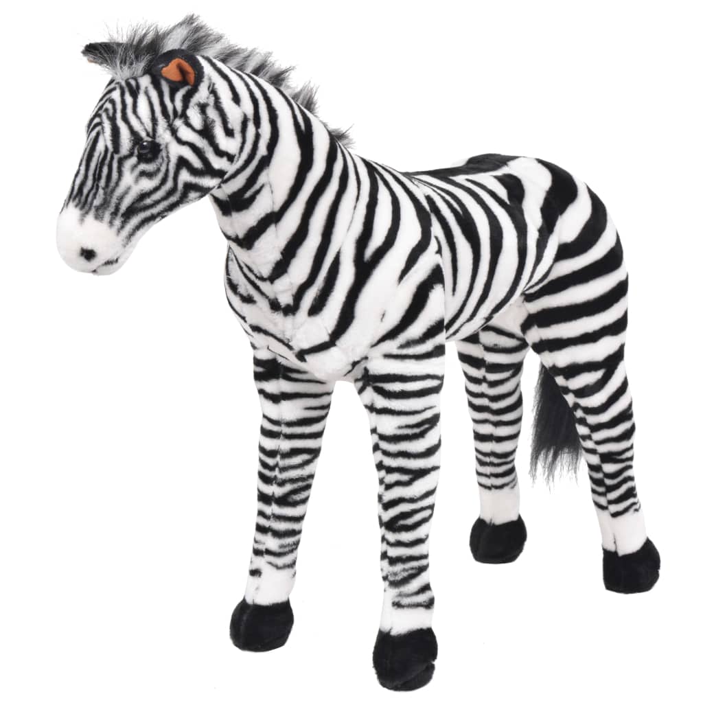 Stovintis pliušinis žaislas zebras, juodas ir baltas, XXL
