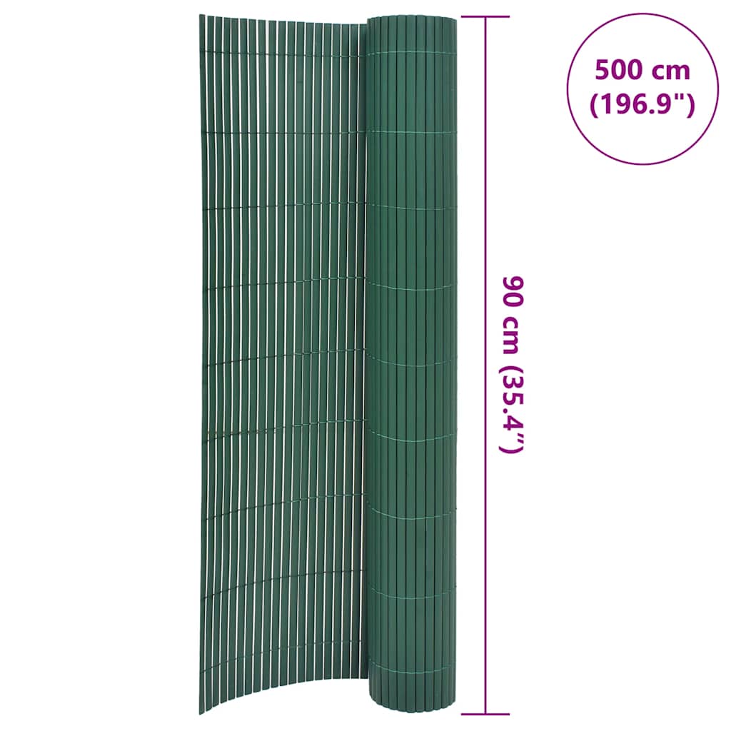 Dvipusė sodo tvora, žalia, 90x500cm, PVC
