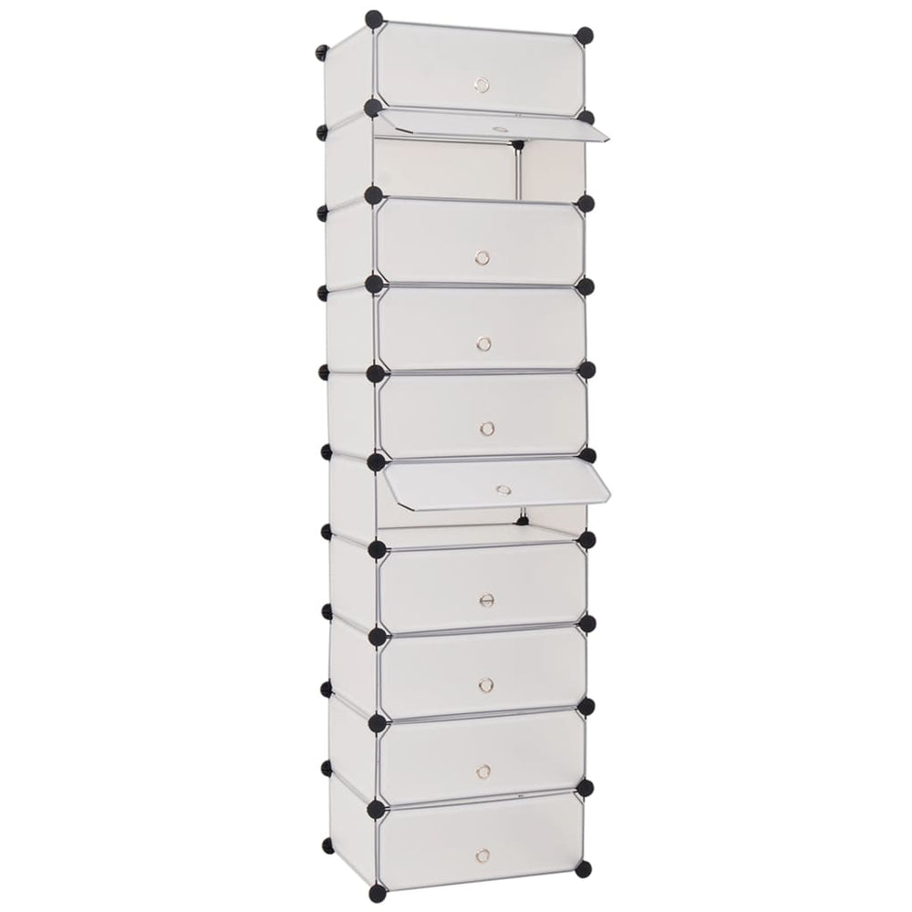 244919 vidaXL apavu skapis ar 10 nodalījumiem, balts