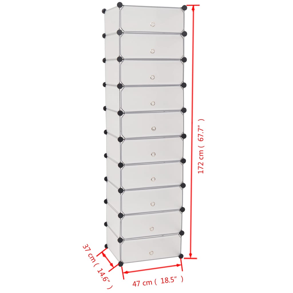 244919 vidaXL Spintelė batams su 10 skyrių, balta