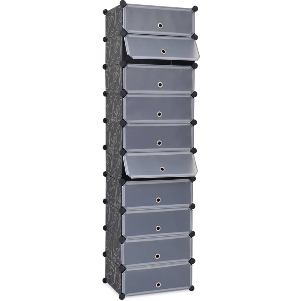 244919 vidaXL Spintelė batams su 10 skyrių, juoda