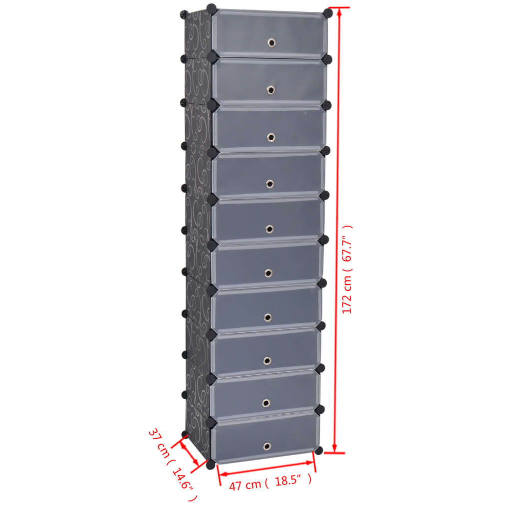 244919 vidaXL Spintelė batams su 10 skyrių, juoda