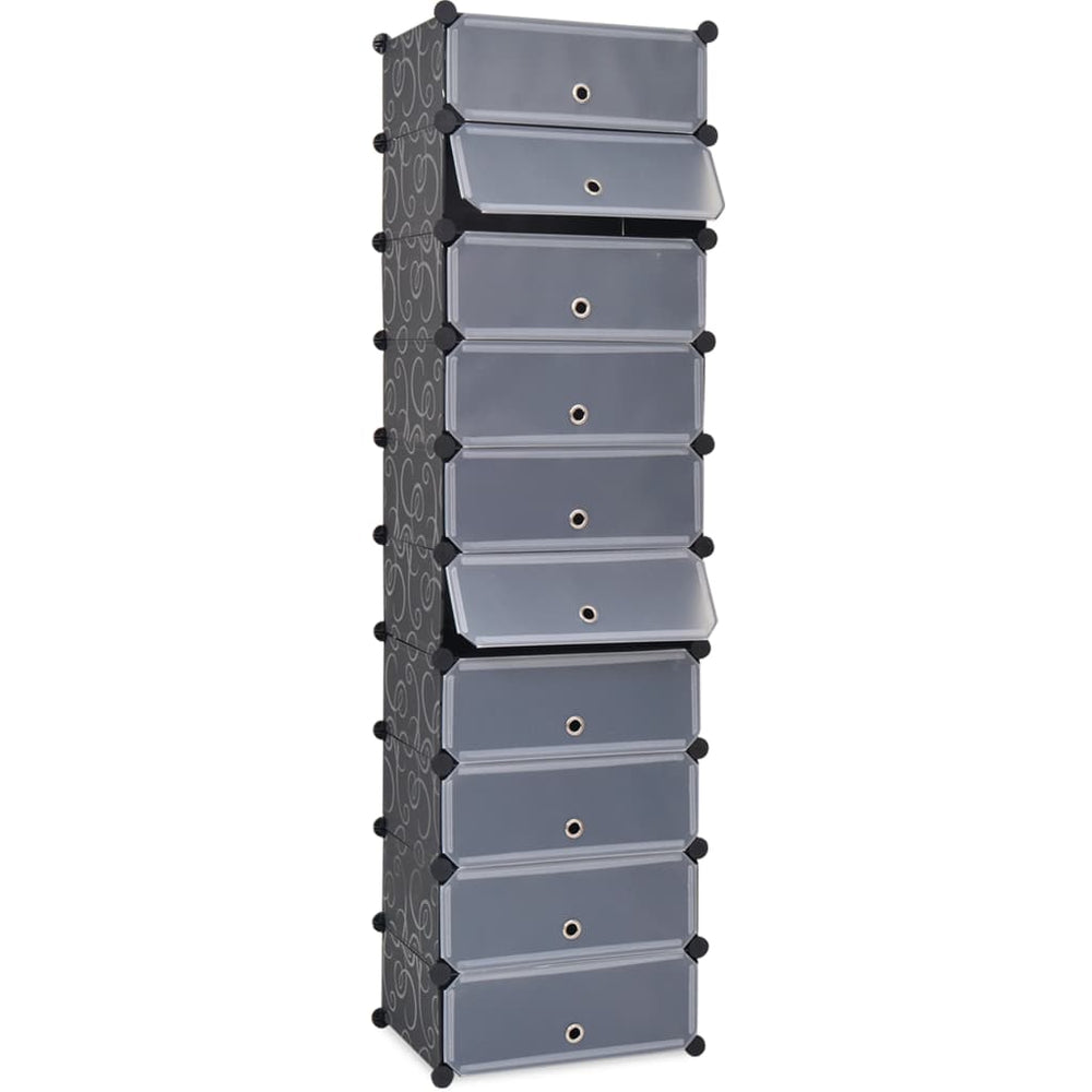 244919 vidaXL apavu skapis ar 10 nodalījumiem, melns