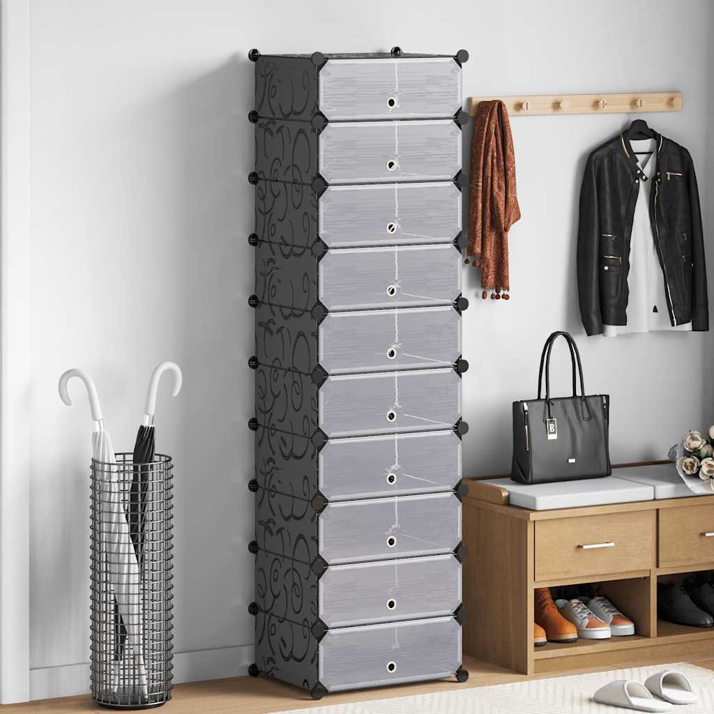 244919 vidaXL Spintelė batams su 10 skyrių, juoda