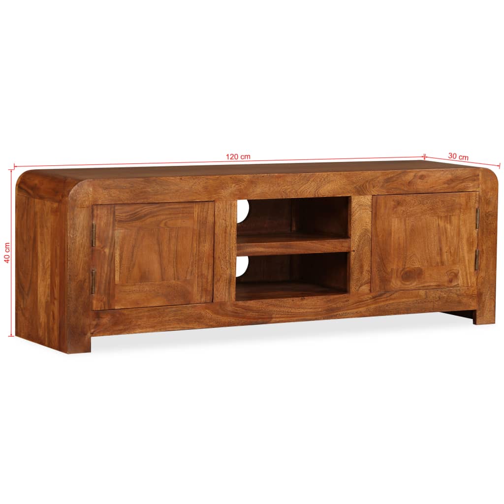 TV Cabinet, 120x30x40cm, solid wood with honey finish