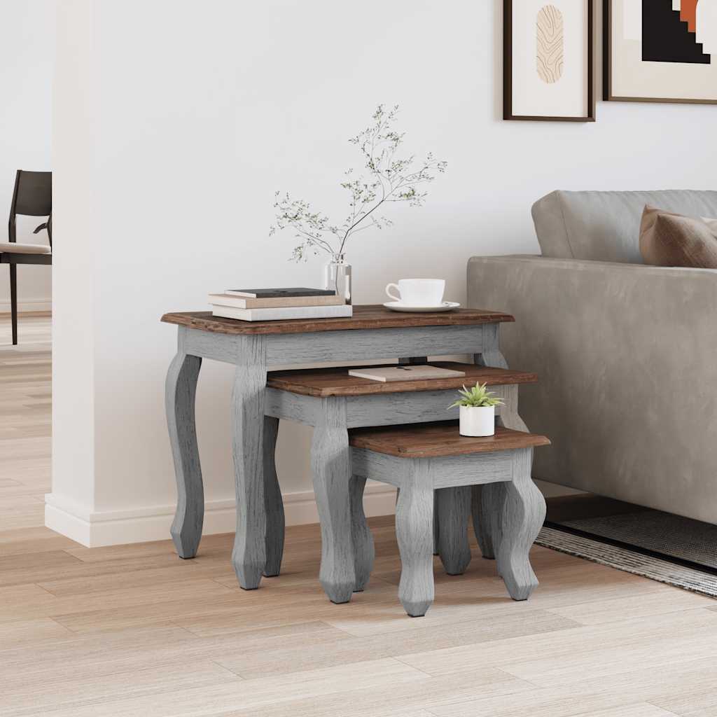 Nesting tables, set of 3, solid mahogany