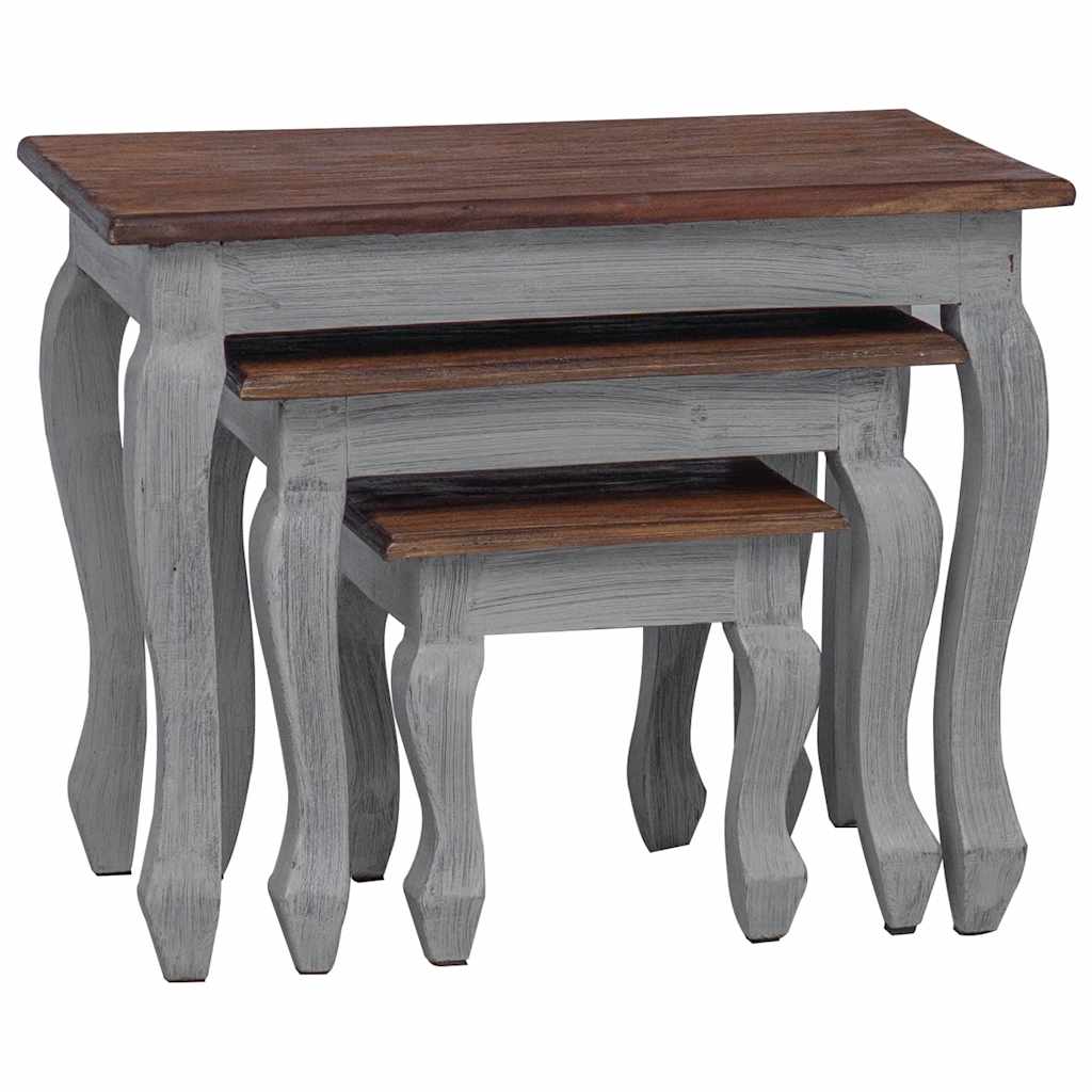 Nesting tables, set of 3, solid mahogany