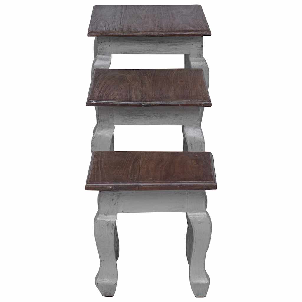 Nesting tables, set of 3, solid mahogany