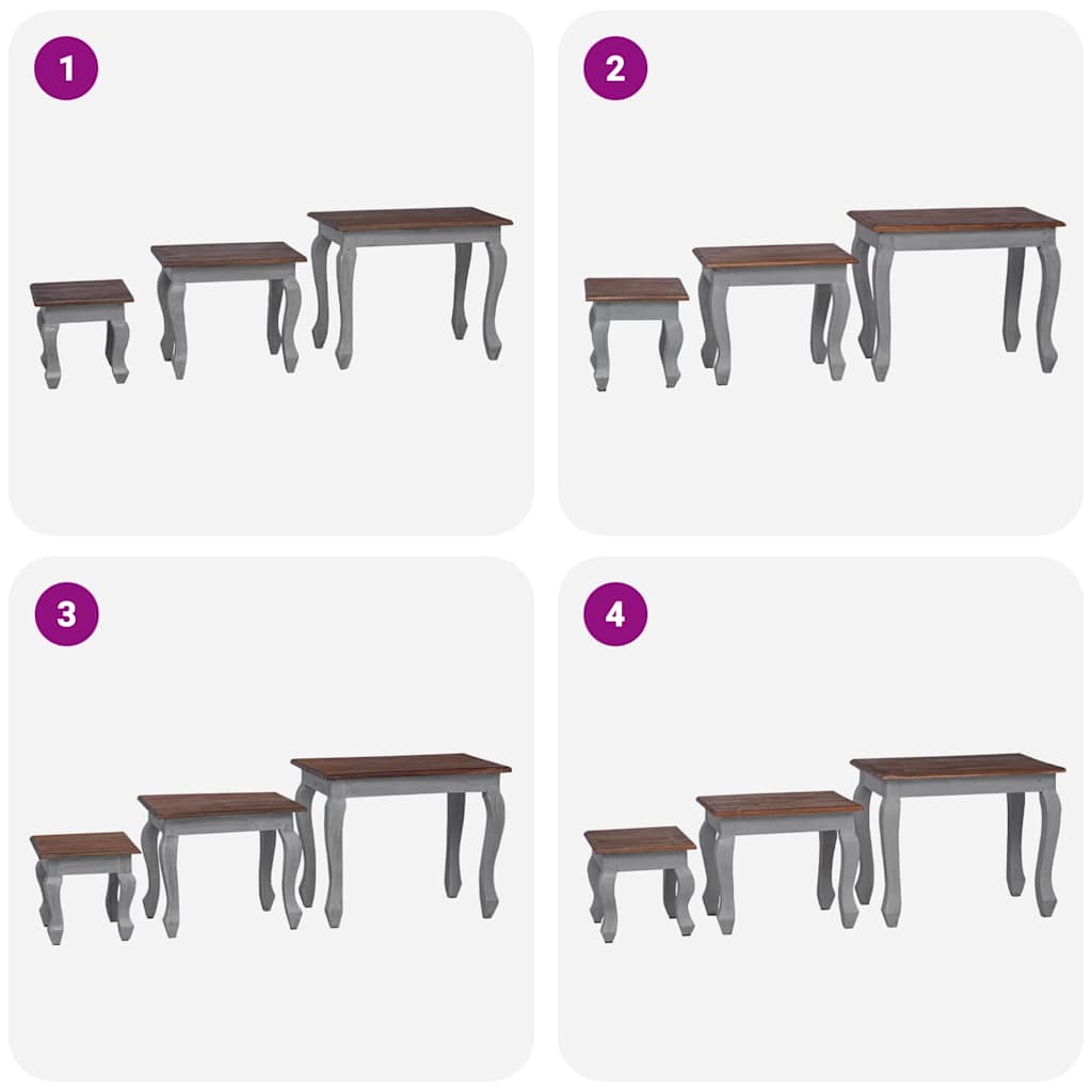Nesting tables, set of 3, solid mahogany
