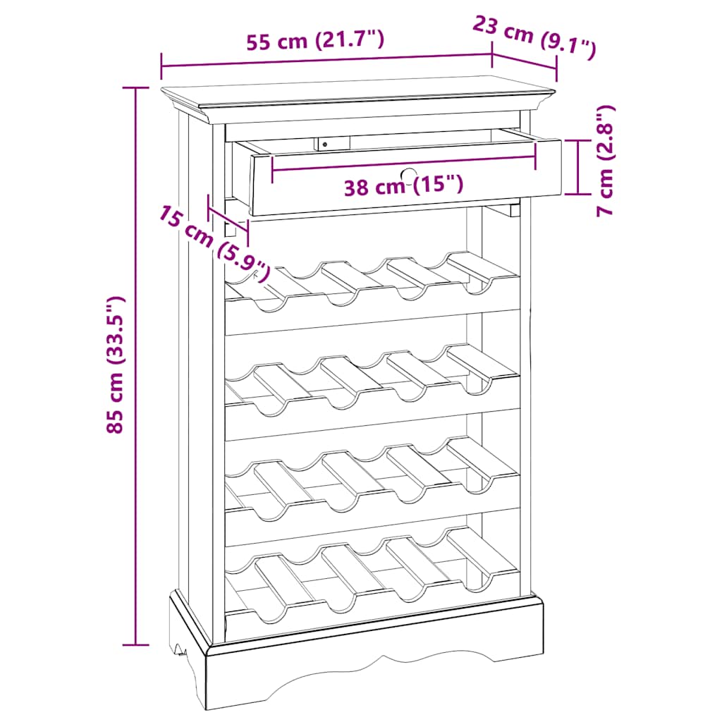 Wine rack, 55x23x85cm, solid mahogany wood