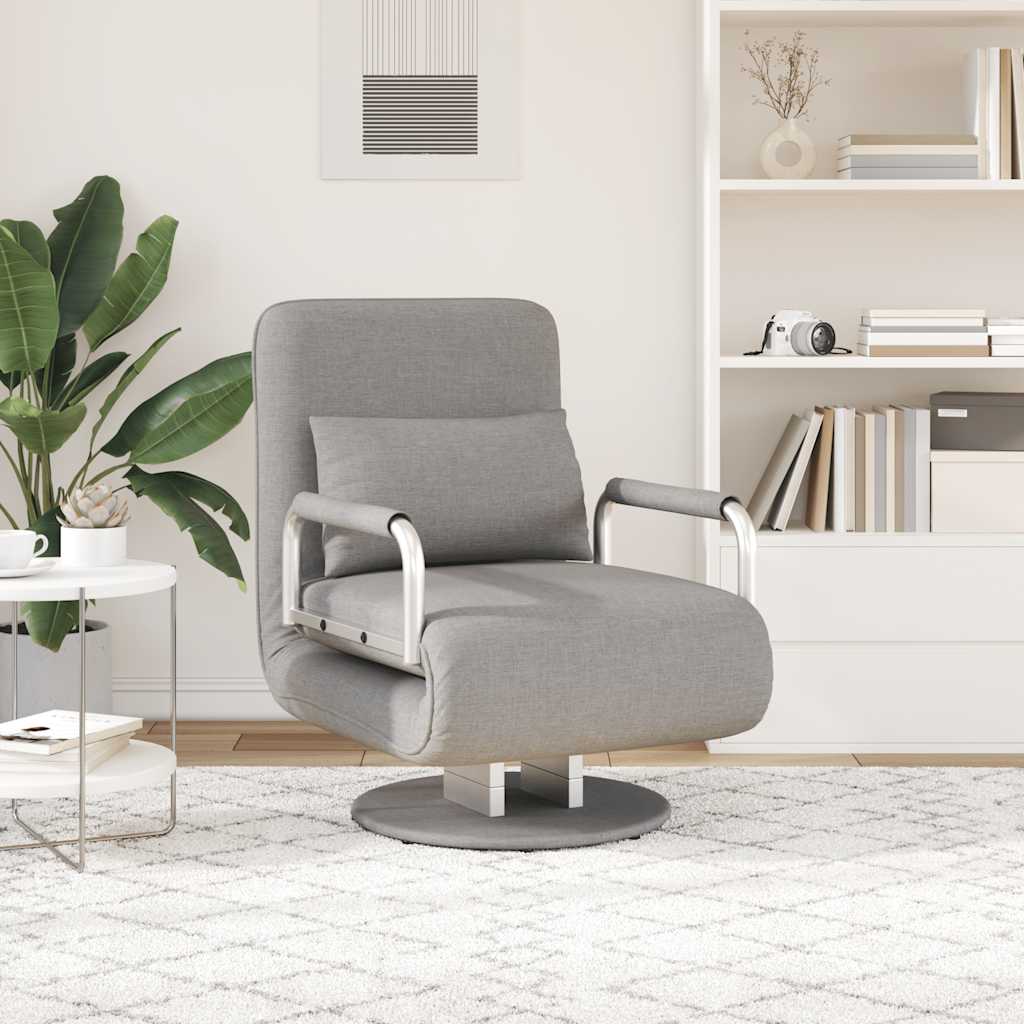 Supamoji kėdė ir sofa-lova, šviesiai pilka, audinys