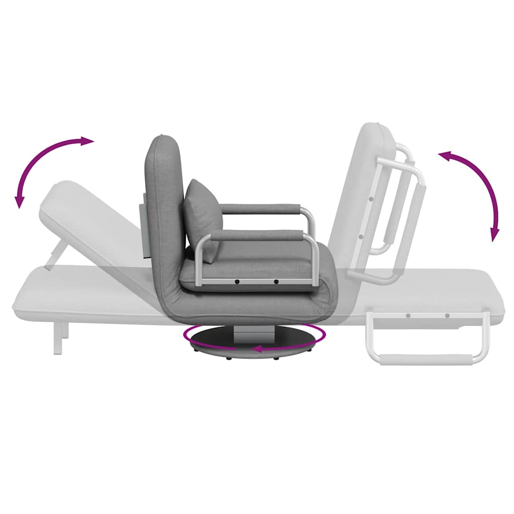 Supamoji kėdė ir sofa-lova, šviesiai pilka, audinys