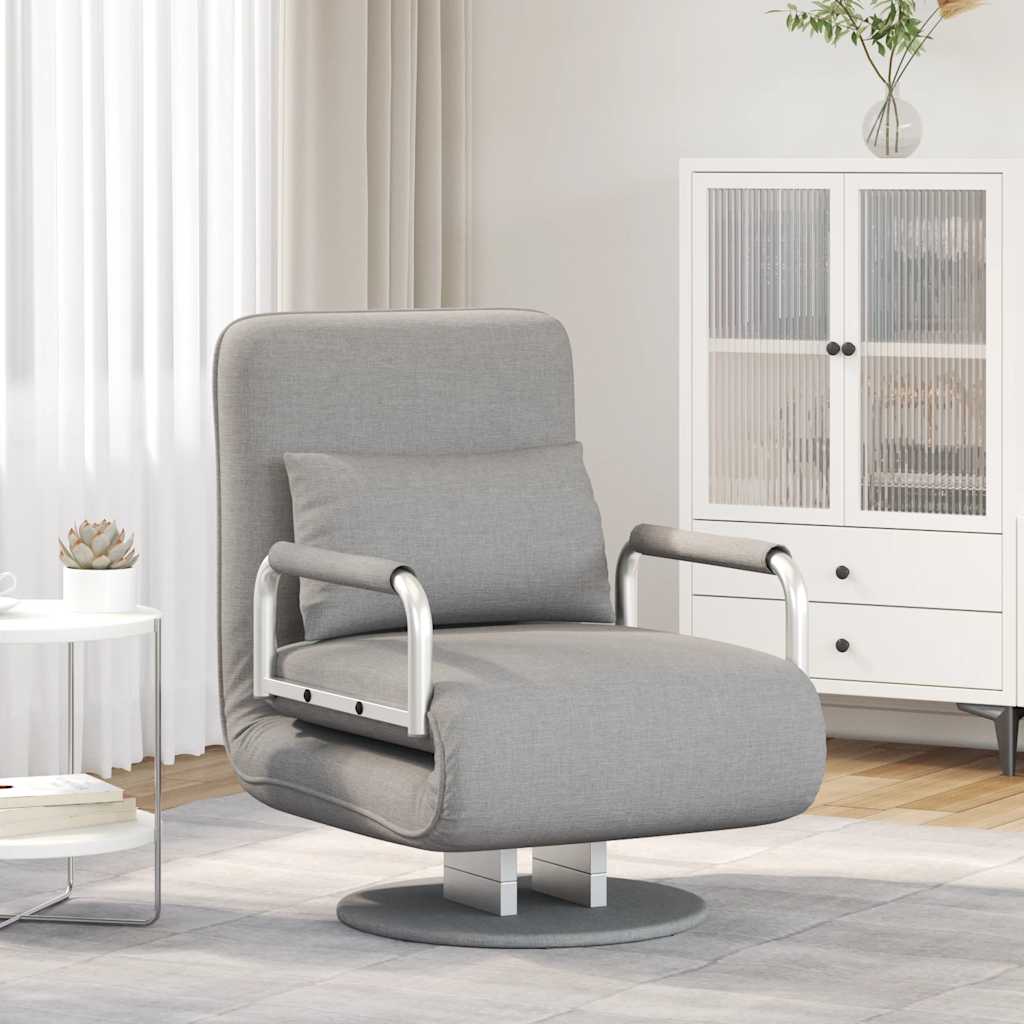 Supamoji kėdė ir sofa-lova, šviesiai pilka, audinys
