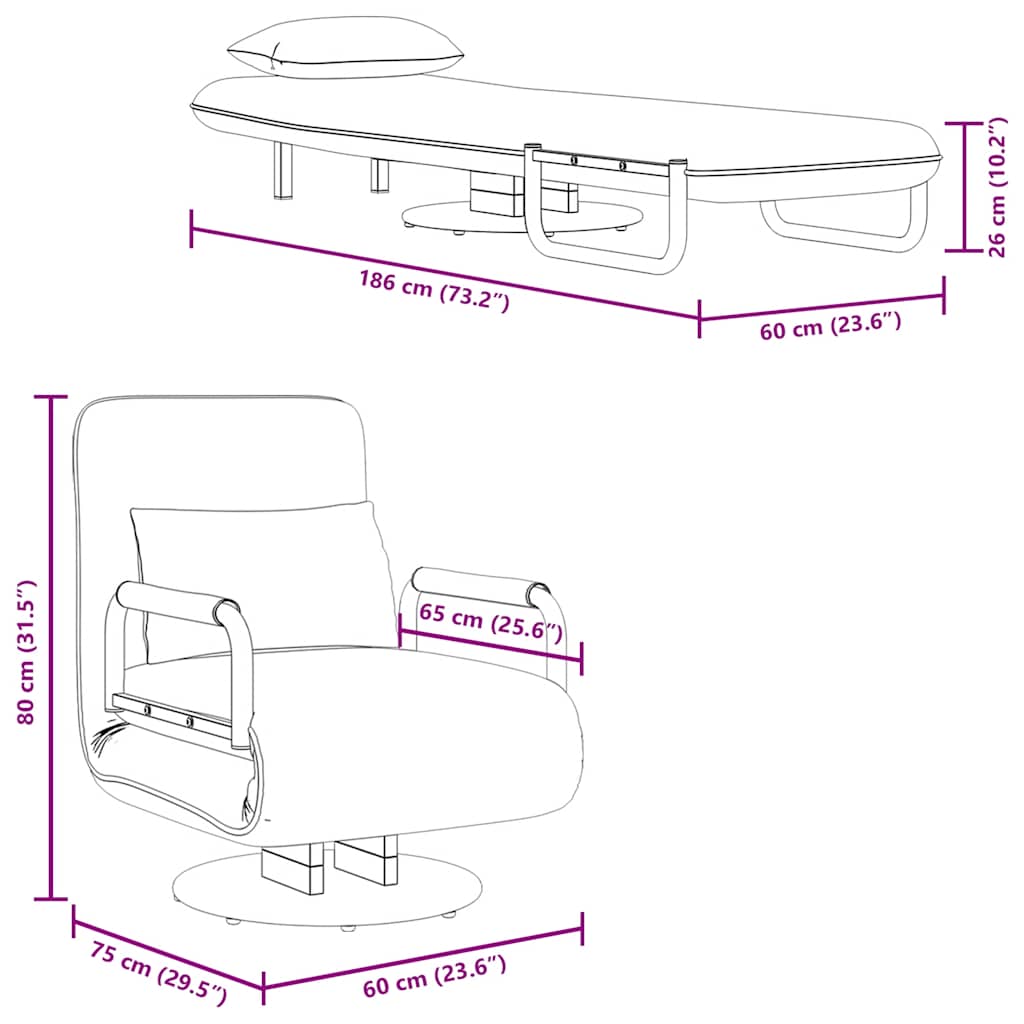 Supamoji kėdė ir sofa-lova, tamsiai pilka, audinys