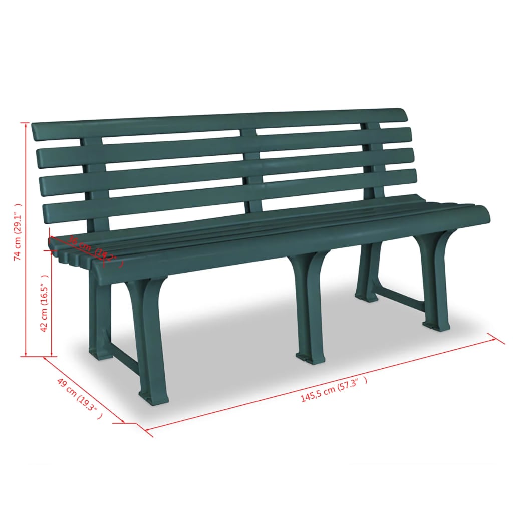 Dārza sols, 145,5cm, plastmasa, zaļš