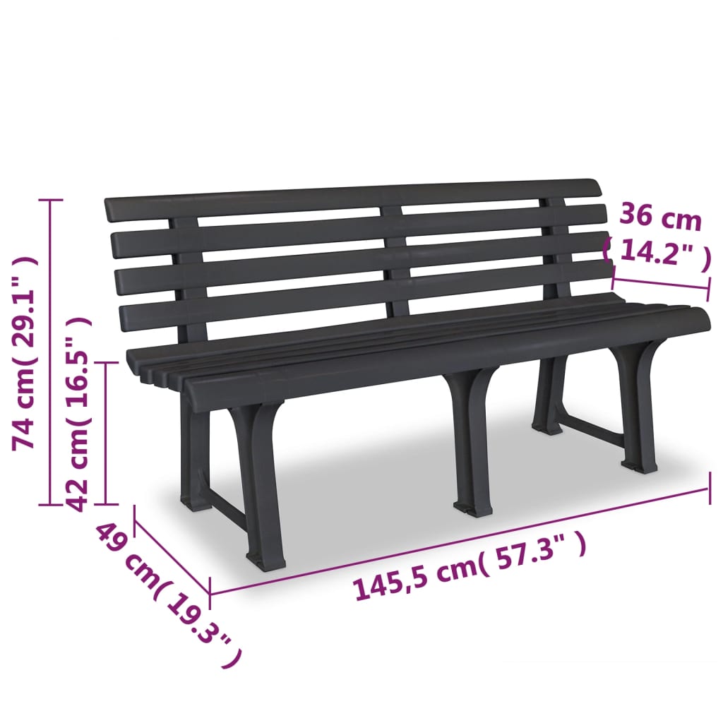Dārza sols, 145,5 cm, plastmasa, antracīta krāsa