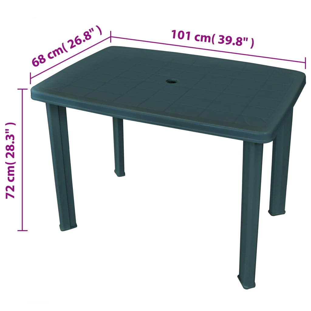 Garden table, green, 101x68x72cm, plastic