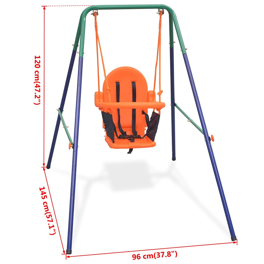 Vaikiškos sūpynės su saugos diržais, oranžinės spalvos