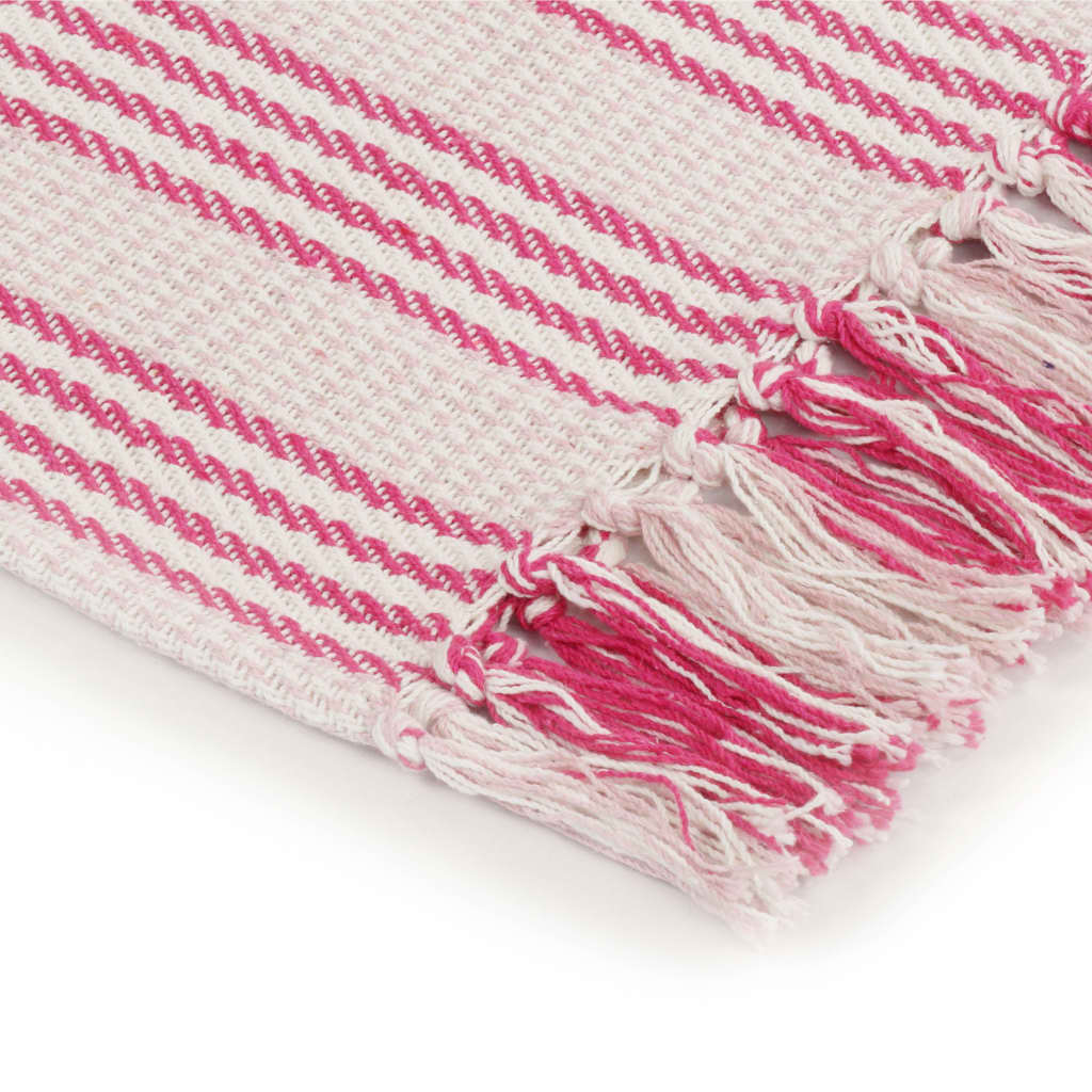 Blanket, cotton, striped pattern, 125x150cm, pink and white