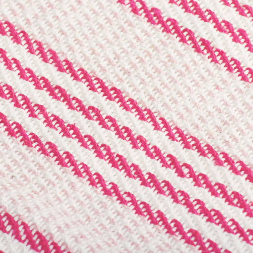 Blanket, cotton, striped pattern, 125x150cm, pink and white