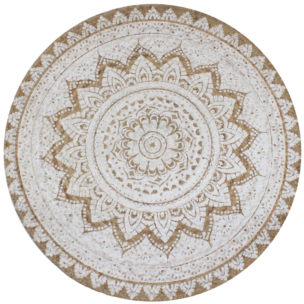 Paklājs, pīts džuts, rakstains, 90 cm, apaļš