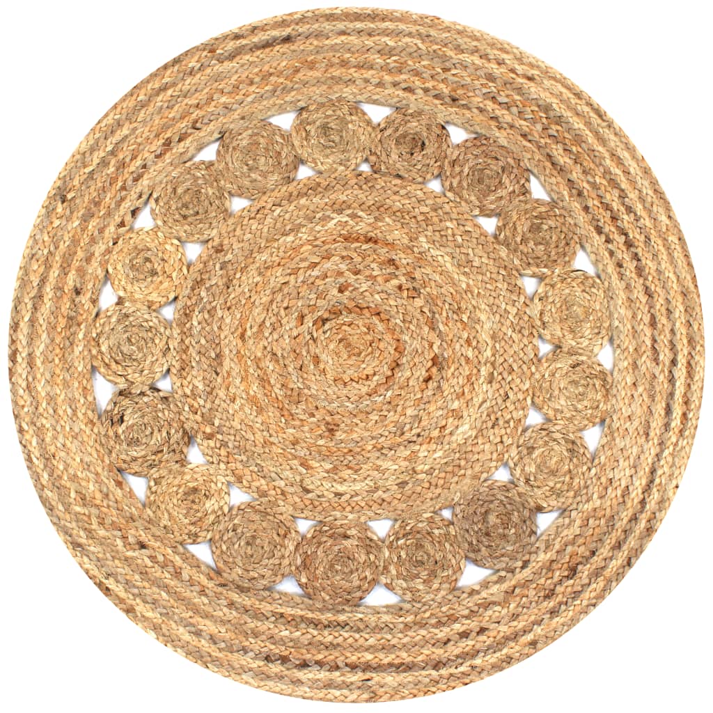 Rug, braided design, jute, 90 cm, round