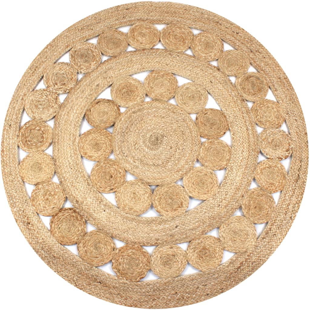 Rug, braided design, jute, 120cm, round