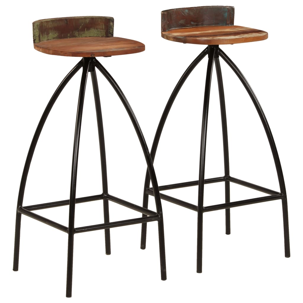 Bar stools, 2 pcs., solid reclaimed wood