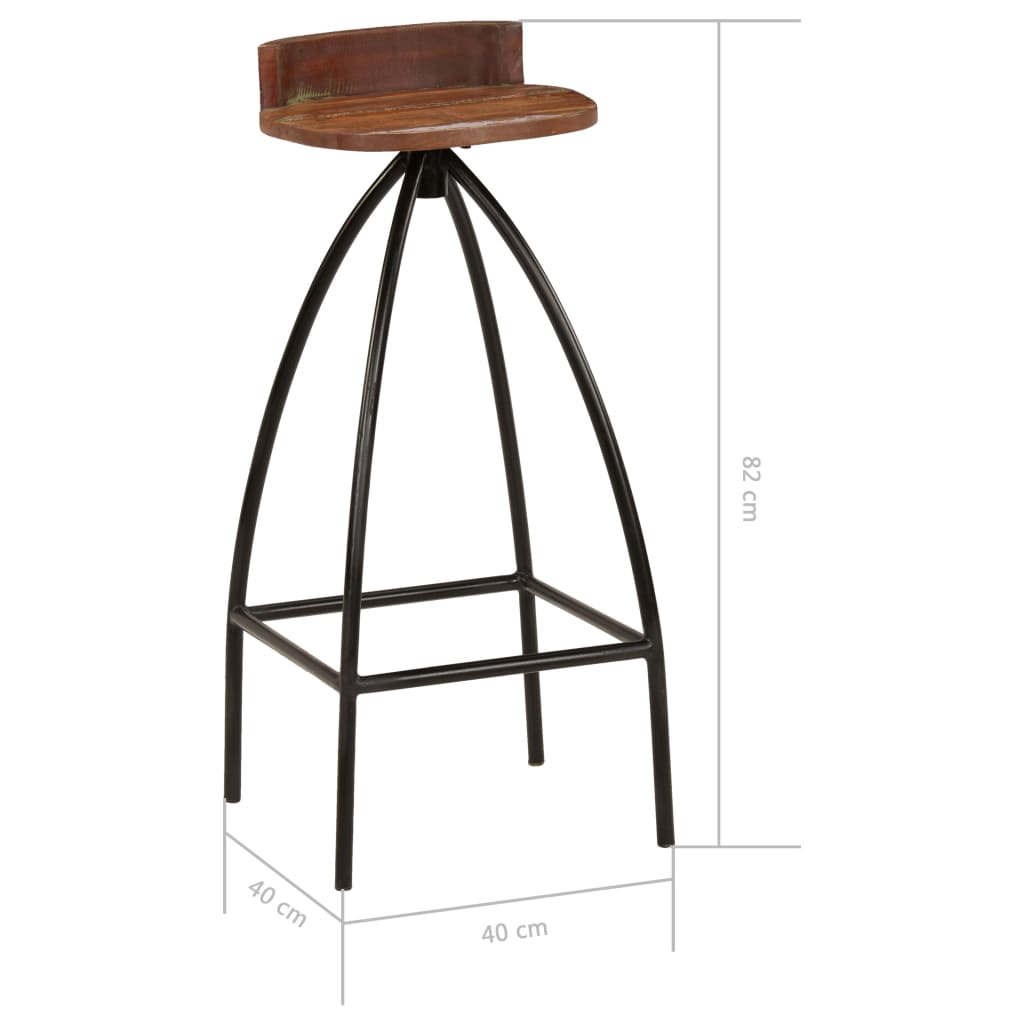 Bar stools, 2 pcs., solid reclaimed wood