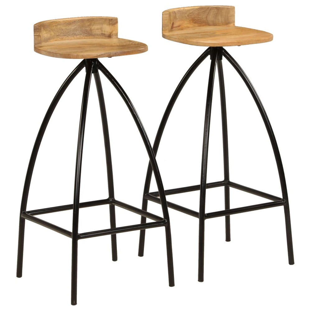 Bar stools, 2 pcs., solid mango wood