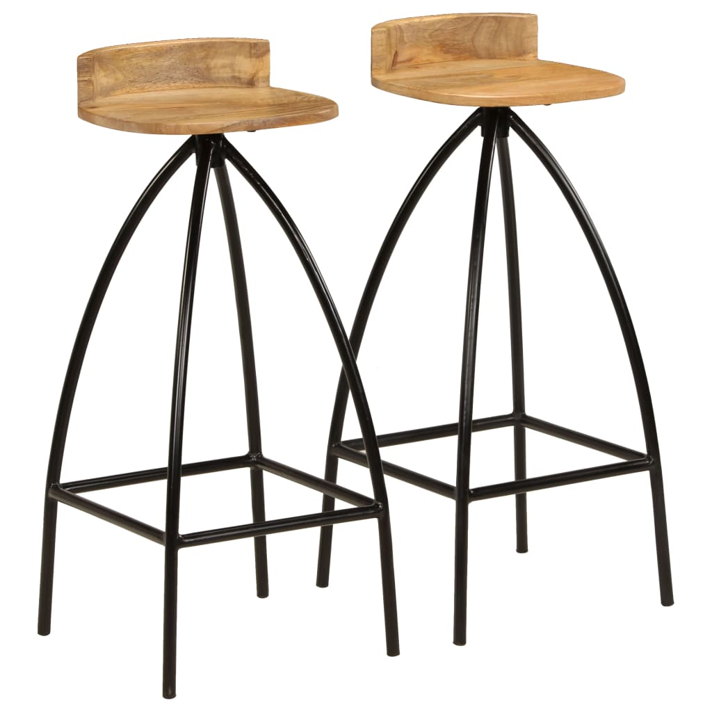 Bar stools, 2 pcs., solid mango wood