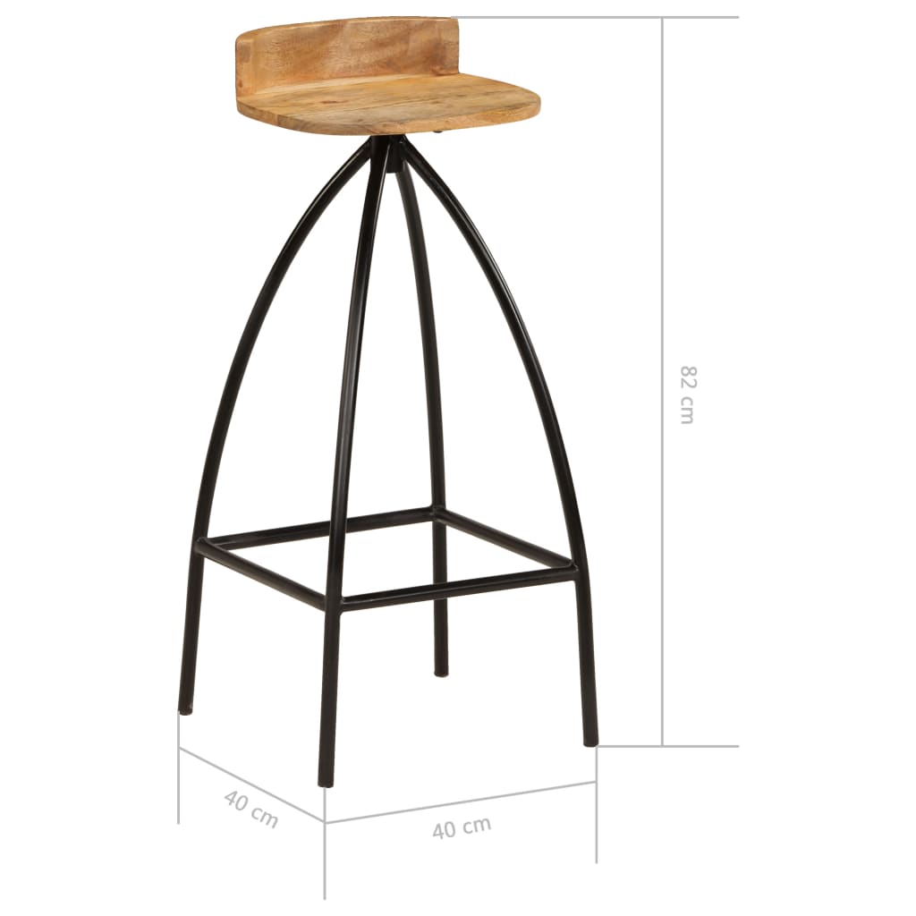Bar stools, 2 pcs., solid mango wood