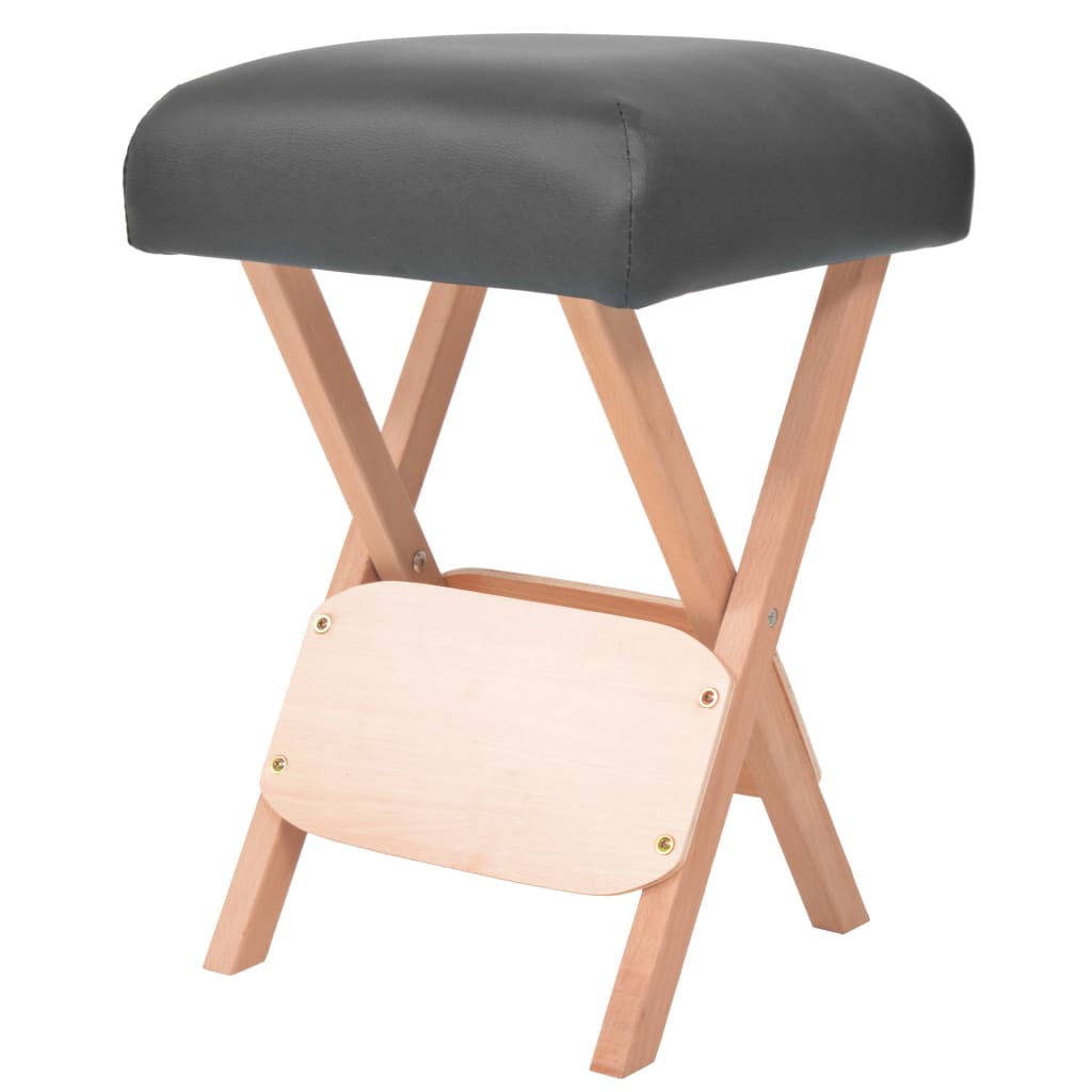 Foldable massage stool, black, with 12cm thick seat