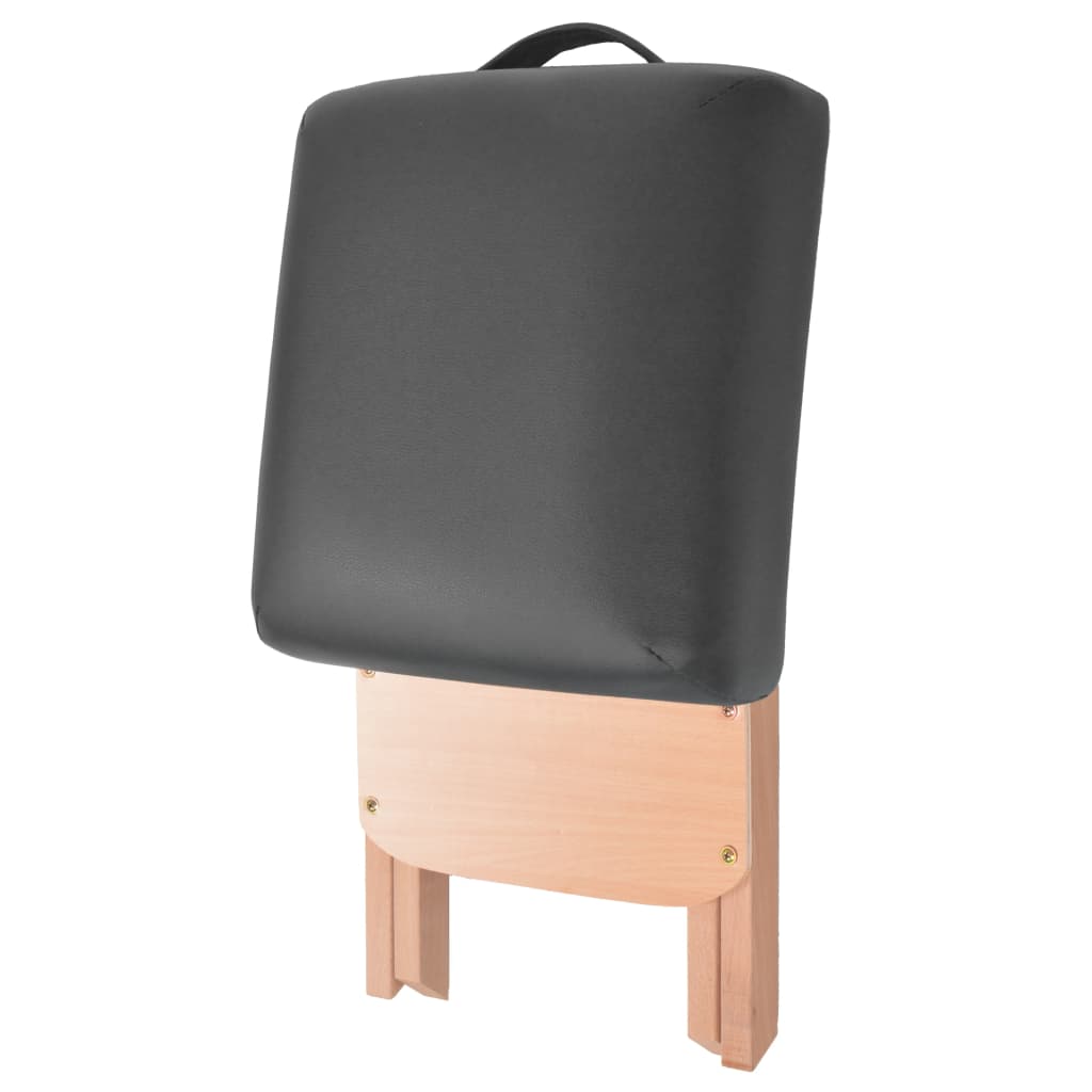 Foldable massage stool, black, with 12cm thick seat
