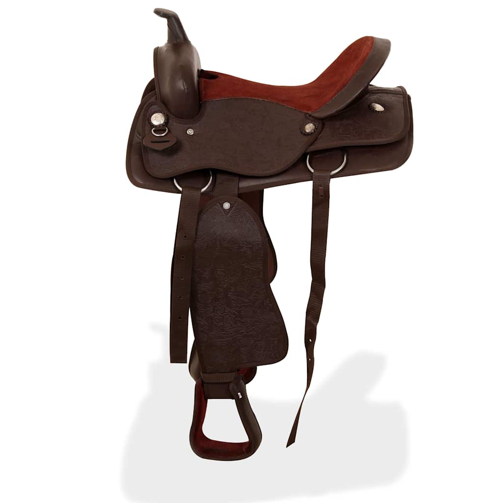 Saddle, headstall and breastplate, real leather, 15", brown
