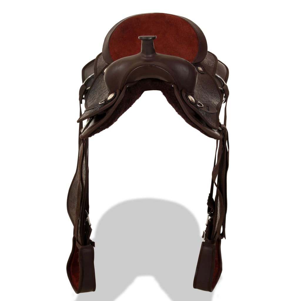 Saddle, headstall and breastplate, real leather, 15", brown