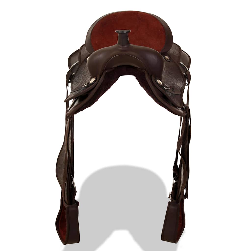 Saddle, headstall and breastplate, real leather, 15", brown