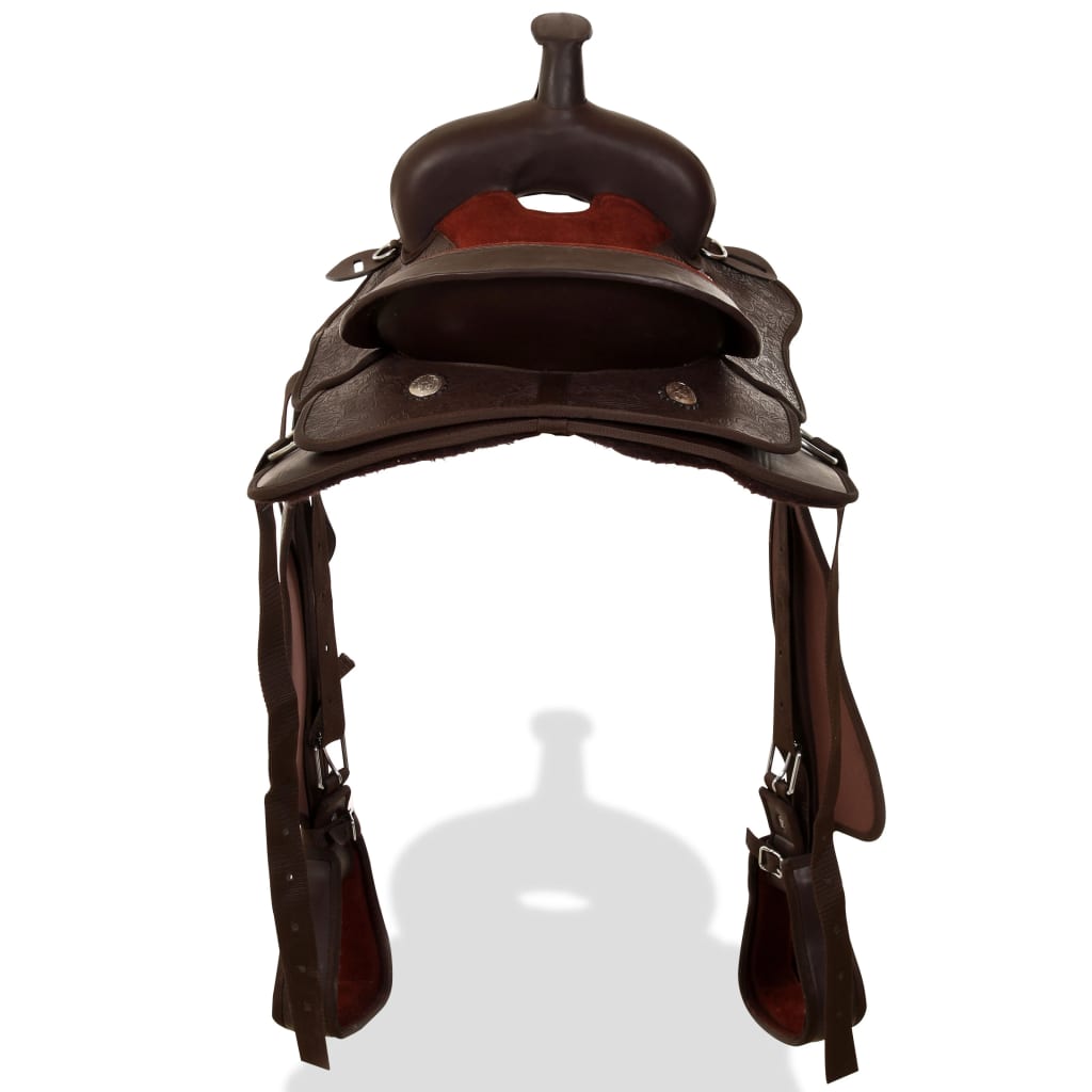 Saddle, headstall and breastplate, real leather, 15", brown