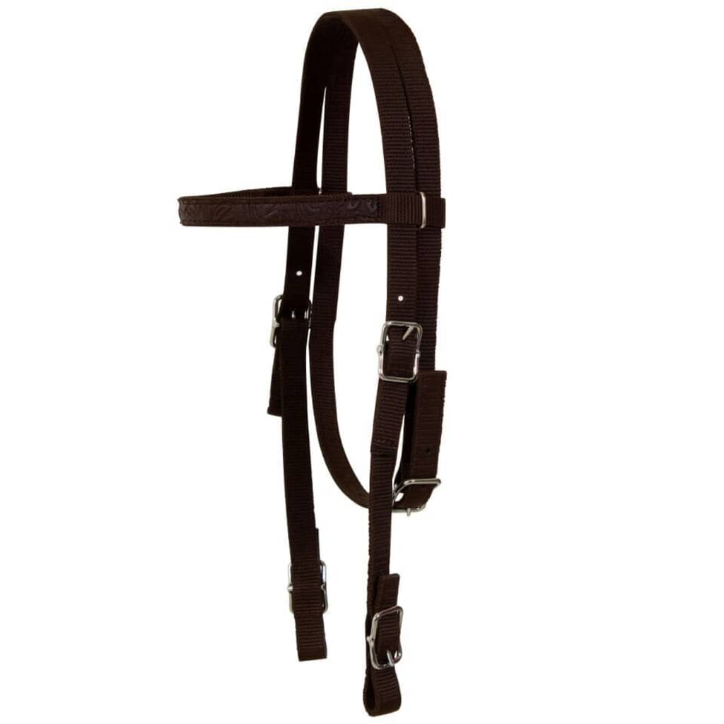 Saddle, head and breastplate straps, genuine leather, 17", brown