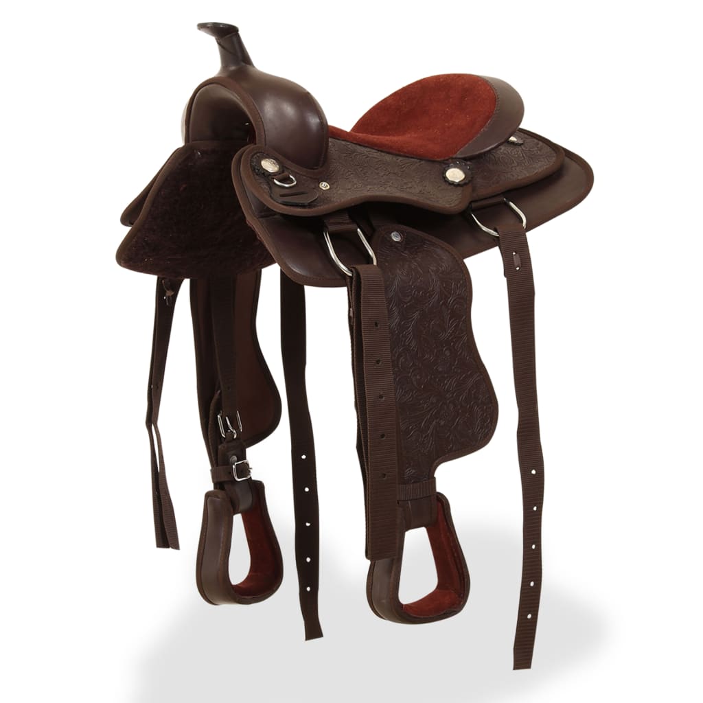 Saddle, headstall and breastplate, genuine leather, 13", brown