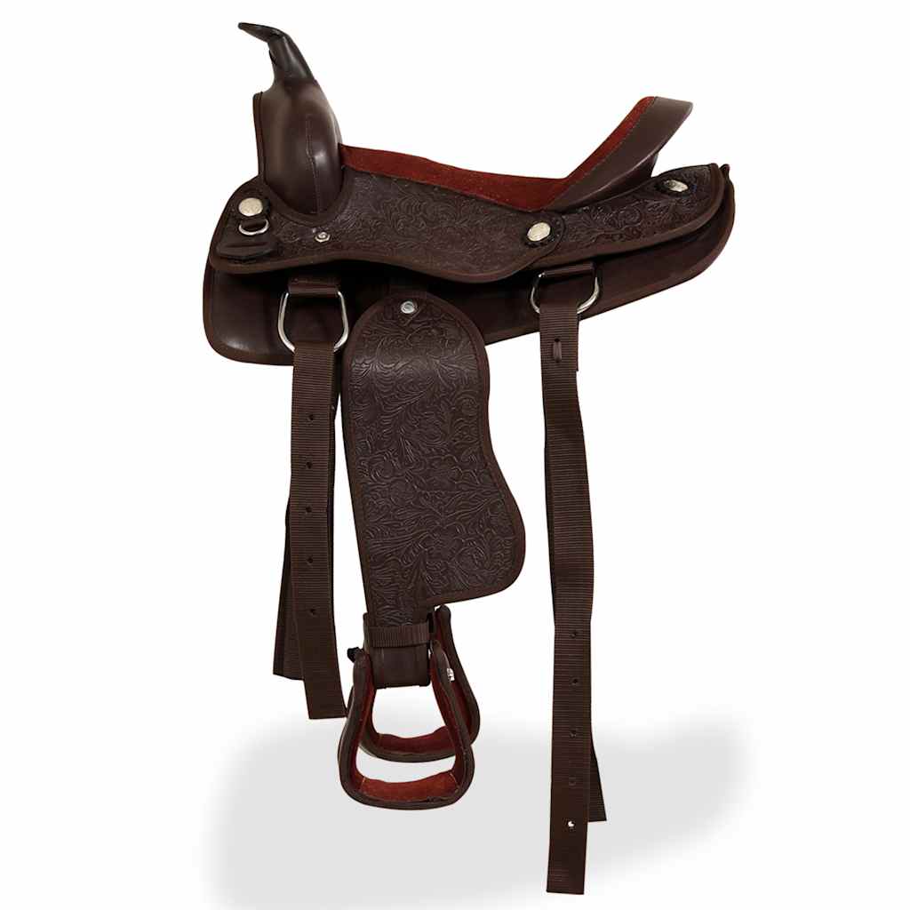 Saddle, headstall and breastplate, genuine leather, 13", brown