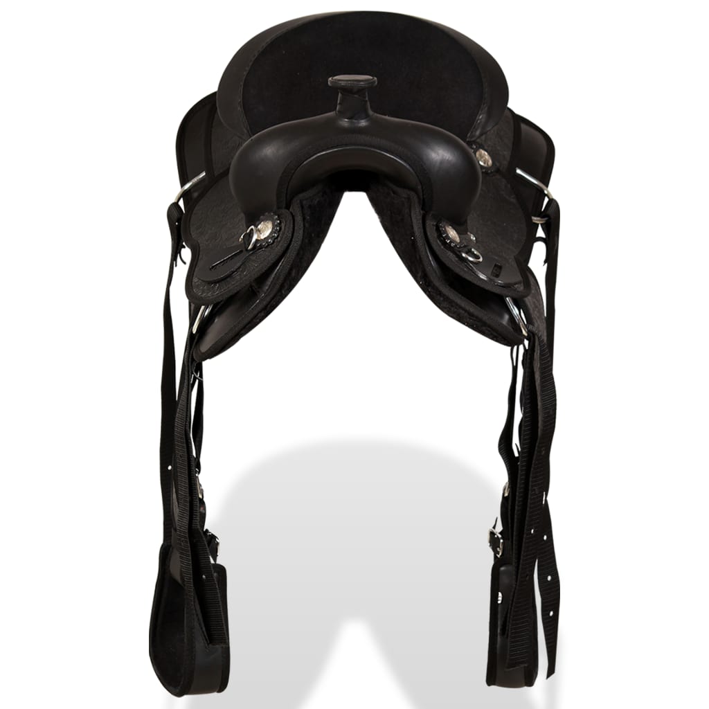Saddle, headstall and breastplate, genuine leather, 12", black