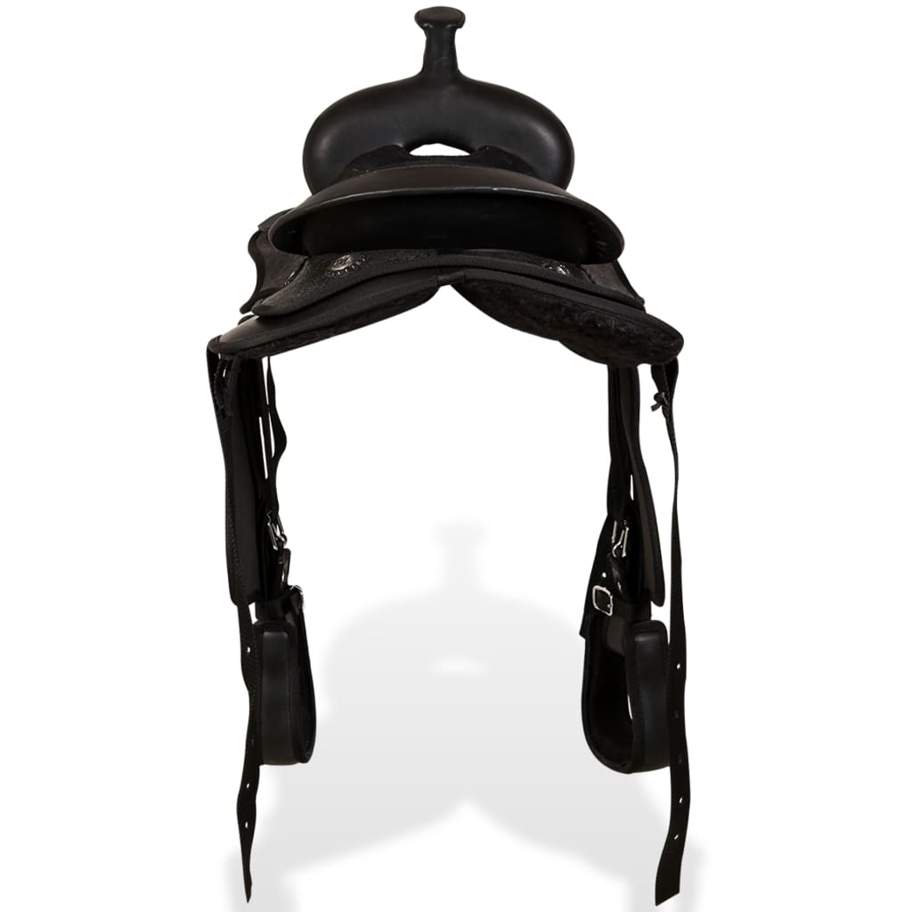Saddle, headstall and breastplate, genuine leather, 12", black