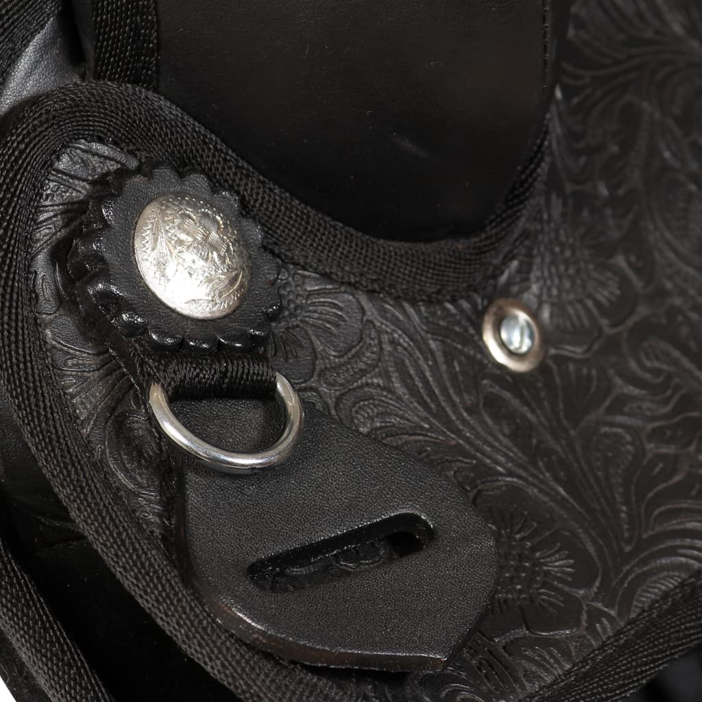 Saddle, headstall and breastplate, genuine leather, 12", black