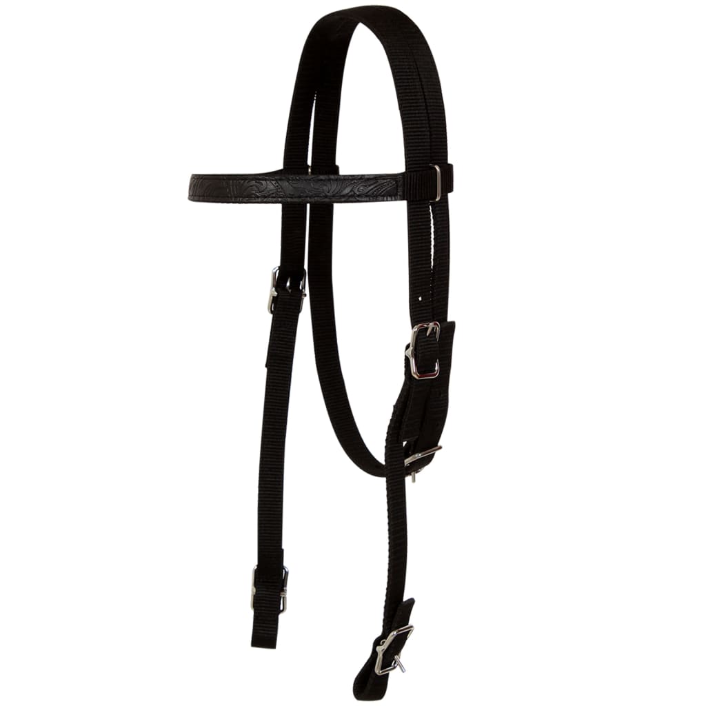 Saddle, head and chest straps, genuine leather, 13", black