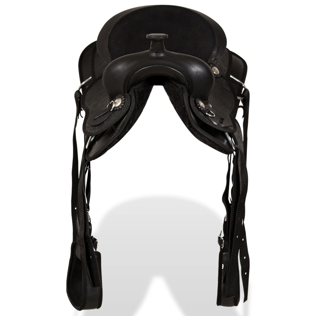 Saddle, head and chest straps, genuine leather, 13", black