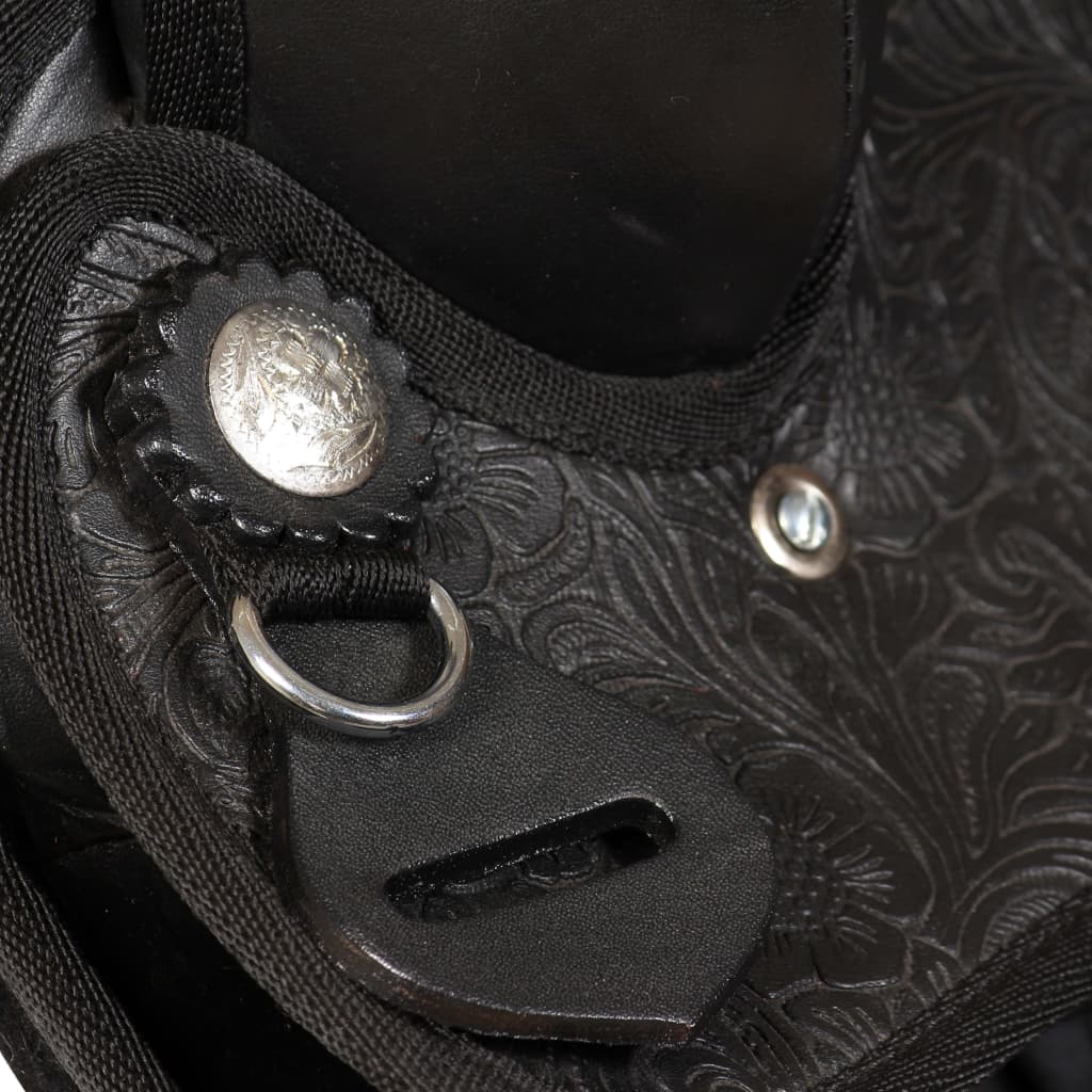 Saddle, head and chest straps, genuine leather, 13", black