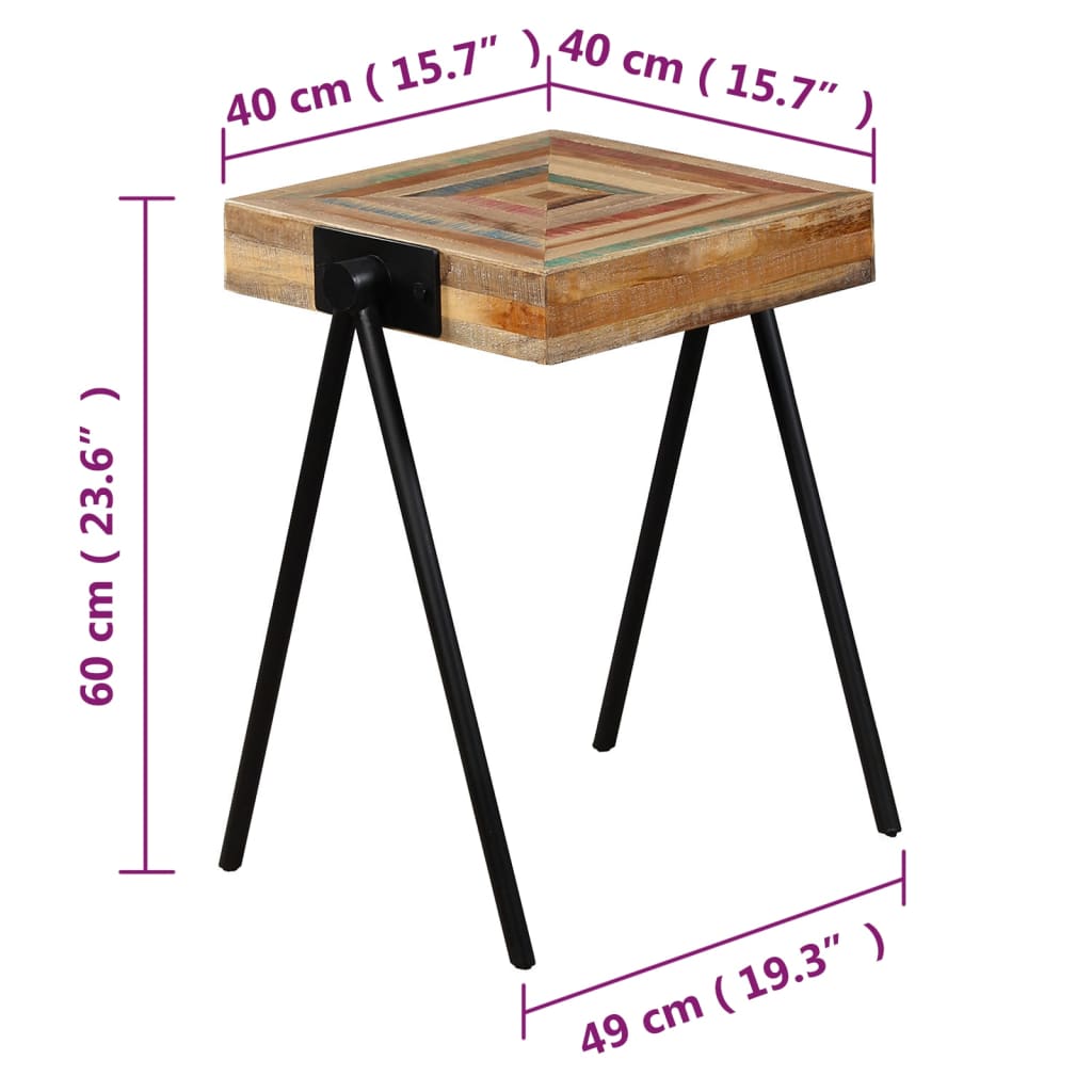 Side table, solid reclaimed teak