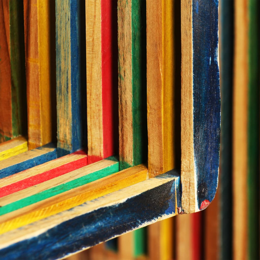Set of shelves, 3 pcs., recycled teak, multi-coloured